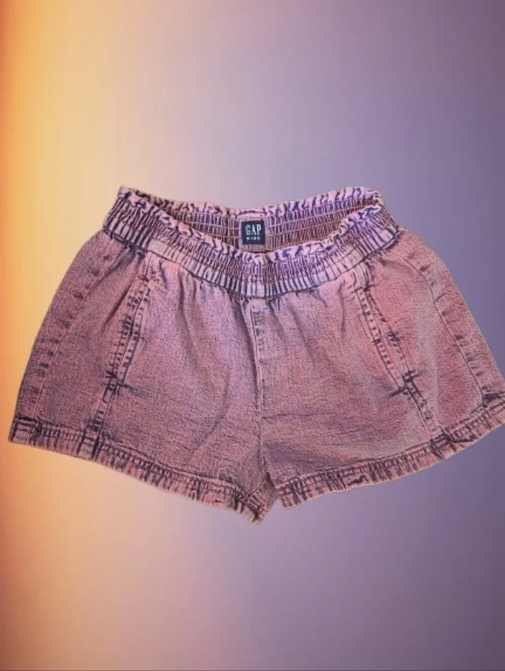 Gap Kids Girls Pink Acid Wash Denim Easy Shorts Pull-On Elastic Waist Size Med/8